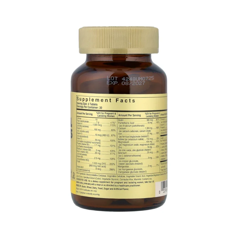 Ετικέτα συστατικών Solgar Prenatal Nutrients